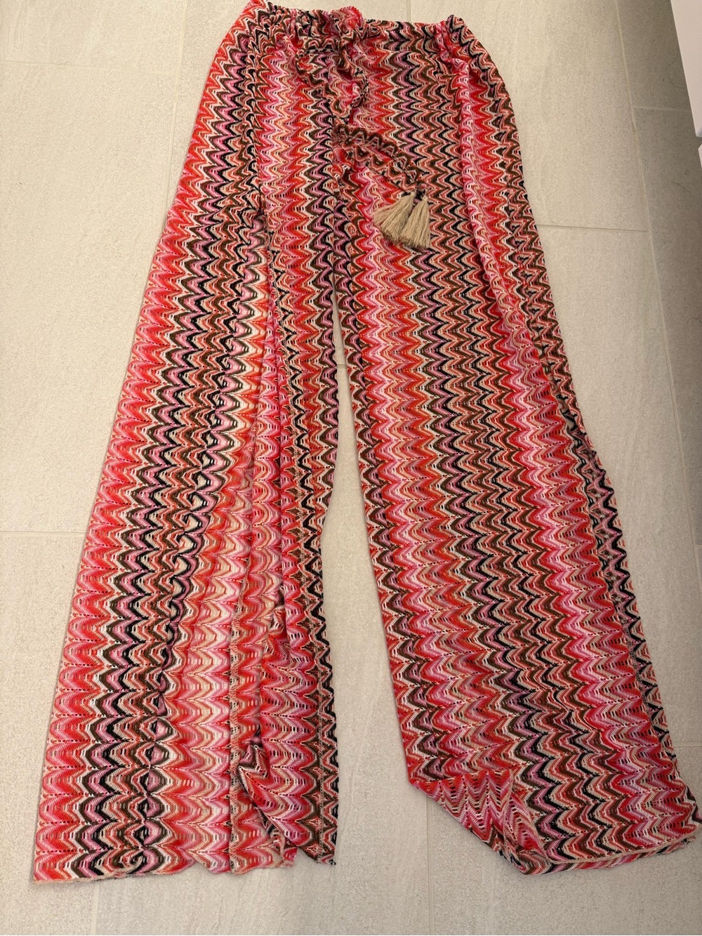 BECCA Pink Red Zigzag Swim Coverup Pants